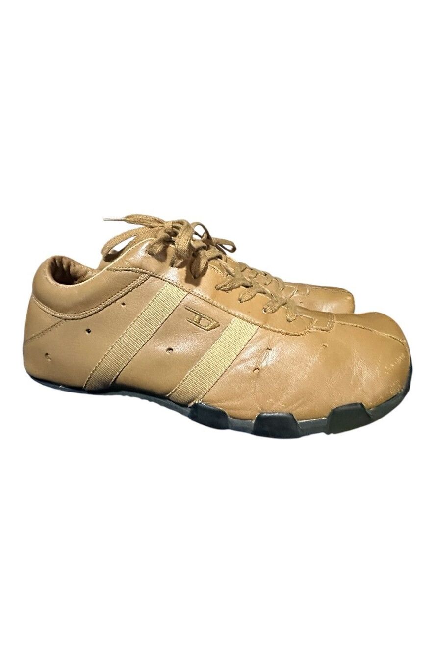 Diesel Vintage Tan Leather Sneakers Wish Low Top Shoes Mens 9.5 Y2K Colorblock